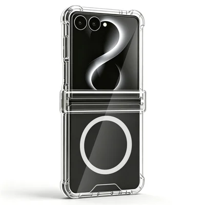 For Samsung Galaxy Z Flip8 Magnetic Case Hinge Protection 2.0mm PC + TPU Shockproof Phone Cover - Transparent