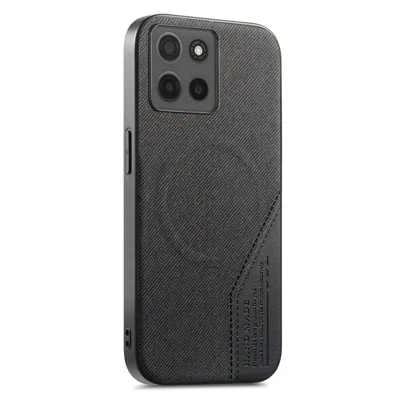 For Motorola Moto G86 Power 5G Magnetic Case Cloth Texture PU Leather + PC + TPU Phone Cover - Black
