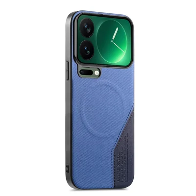 لـ Xiaomi 17 Pro غطاء مغناطيسي بملمس قماشي من جلد PU + PC + TPU واقي للهاتف - أزرق