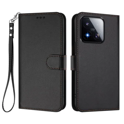 Für Xiaomi 17 Max Ledertasche mit Geldbörse, Ständer und Handschlaufe - Schwarz