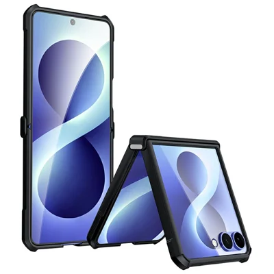 XUNDD Capa para Samsung Galaxy Z Flip8 à Prova de Quedas TPU + Acrílico com Costas Transparentes - Preto