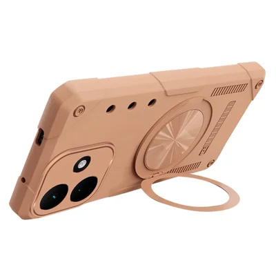 For Xiaomi Redmi Note 17 Pro 5G Magnetic Case 360° Rotating Ring Kickstand TPU Phone Cover - Gold
