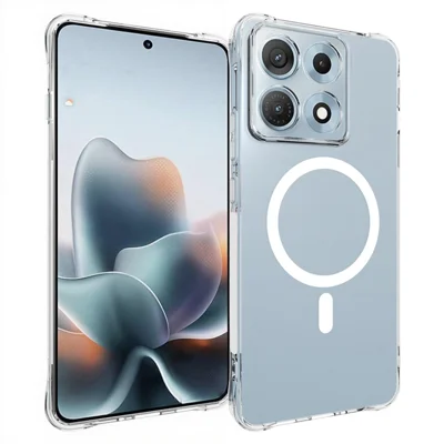 Für Motorola Edge 70 Max 5G Magnetische Hülle TPU Anti-Sturz Handy-Rückseite – Transparent