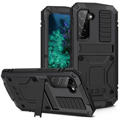 R-JUST Pour Samsung Galaxy S23+ Étui Imperméable Antichoc avec Béquille et Verre Trempé - Noir