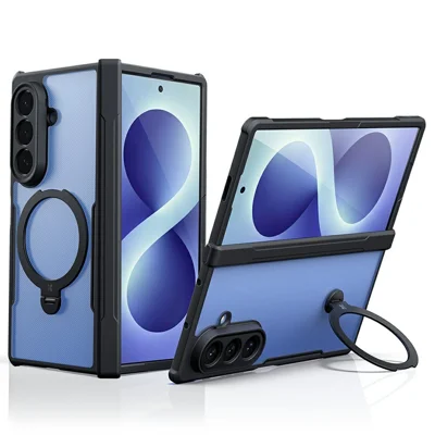 XUNDD pour Samsung Galaxy Z Fold8 Étui Magnétique à Support Pivotant 360° PC + TPU Étui de Protection Antichoc avec Charnière Pliante - Noir