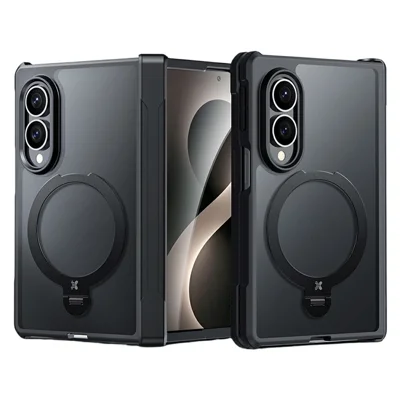 XUNDD voor Samsung Galaxy Z Fold8 Ultra Case Magnetische Draaibare Stand PC + TPU Vouw Hinge Stootvaste Telefoonhoes - Zwart