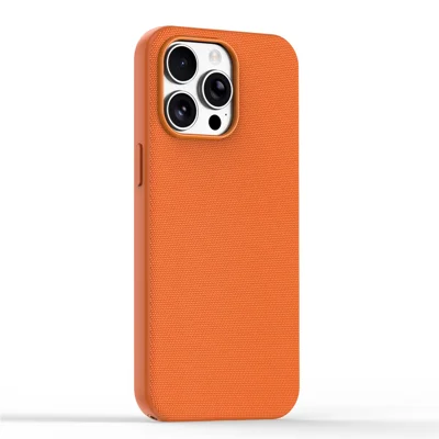 Магнитный чехол для iPhone 15 Pro Max, техническая ткань, покрытие из ТПУ + поликарбонат, антиударный чехол — оранжевый