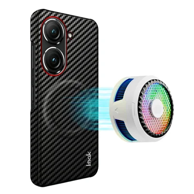 IMAK pour Asus Zenfone 10 5G / Asus Zenfone 9 5G Série Ruiyi Coque Magnétique avec Texture Fibre de Carbone Cuir + PC Étui pour Téléphone - Comme Montré