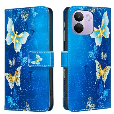 For Xiaomi Redmi Note 17 Pro Max 5G / Note 17 Pro+ 5G Case Wallet Stand Pattern Printing Phone Leather Cover - Golden Butterflies