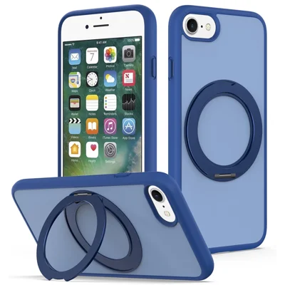 För iPhone SE (2022) / SE (2020) / iPhone 8 4,7 tum / iPhone 7 4,7 tum Skal med roterande magnetiskt stödben PC + TPU hudtouch-mobilska - Safir