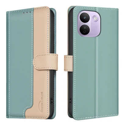 BINFEN COLOR for Xiaomi Redmi Note 17 Pro Max 5G / Note 17 Pro+ 5G Leather Case Splicing Color RFID Blocking Wallet Stand Phone Cover - Green