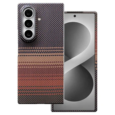 For Samsung Galaxy Z Fold8 Ultra Magnetic Case Gradient Aramid Fiber Phone Cover with Metal Lens Frame - Sunset Yellow