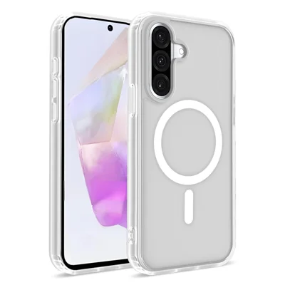 Магнитный чехол для Samsung Galaxy A36 5G / A37 5G, 2,0 мм, с текстурой под кожу, ТПУ, поликарбонат, ударопрочный чехол для телефона — белый