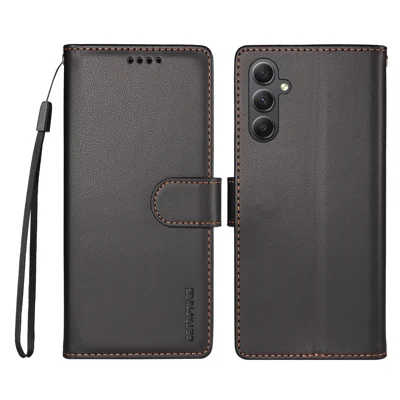  BETOPNICE for Samsung Galaxy A34 5G 006 Case RFID Blocking Wallet Stand Leather Phone Cover with Wrist Strap - Black