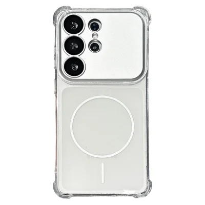 For Samsung Galaxy S25 Ultra Magnetic Case with Detachable Camera Cover Shockproof TPU Phone Cover - Transparent