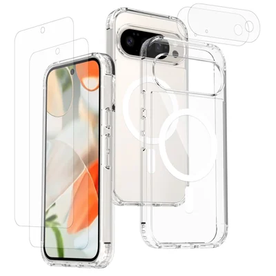 For Google Pixel 11 Pro XL Magnetisk Case TPU + PC Gennemsigtig Telefonbeskyttelse med 2 stk. Kamerabeskyttelse + 2 stk. Skærmprotector - Transparent