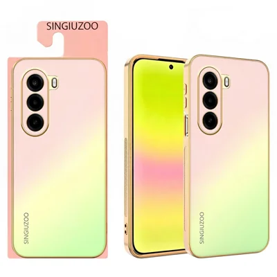 SINGIUZOO pour OnePlus Turbo 6X 5G / Nord CE6 Lite 5G / Realme P4x 5G Étui Électroplacé Couleur Dégradée Mat AG Coque Téléphone PC + TPU - Rose