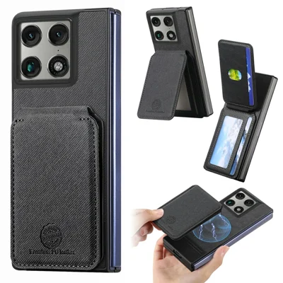 Магнитный чехол для Motorola Razr Fold 5G, чехол из ТПУ, искусственной кожи PU и поликарбоната, защитная крышка с отсоединяемым держателем карт и подставкой — черный