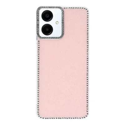 For Samsung Galaxy A07 4G  /  A07 5G  /  A06 4G  /  A06 5G Case Rhinestone Edge Glitter Back TPU + PC IMD Phone Cover - Glitter Light Pink