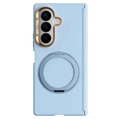 ABEEL voor Samsung Galaxy Z Fold8 Ultra Magnetische Case Ring Kickstand Vloeibare Silicone Gevoel PC Telefoonhoesje - Hemelsblauw