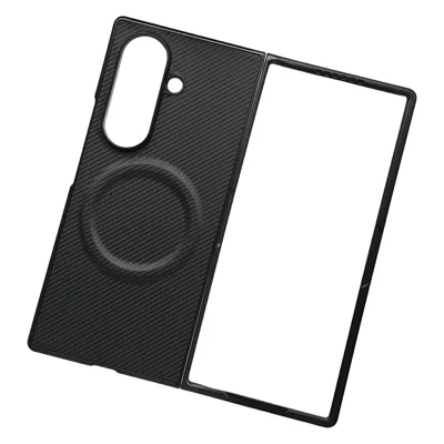 Étui magnétique pour Samsung Galaxy Z Fold8 Ultra en cuir texturé fibre de carbone + PC anti-rayures - Noir