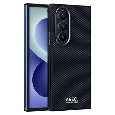 ABEEL for Samsung Galaxy Z Fold8 Ultra Magnetic Case Printed PC TPU Aluminum Alloy Leather Phone Cover - Black