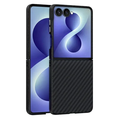 ABEEL For Samsung Galaxy Z Flip8 Magnetic Case Wide Carbon Fiber Texture Phone Back Cover - Black