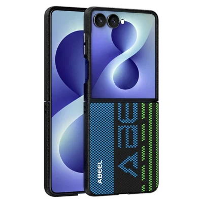ABEEL For Samsung Galaxy Z Flip8 Magnetic Case Micro-Embossing 6D Printed PC TPU Aluminum Alloy Leather Phone Cover - Outstanding No. 1