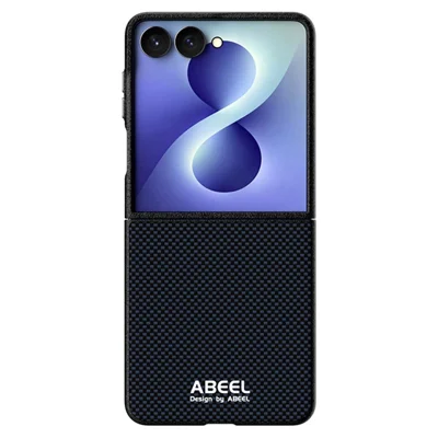 ABEEL for Samsung Galaxy Z Flip8 Magnetic Case Printed PC TPU Aluminum Alloy Leather Phone Cover - Black