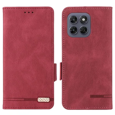 Mobilsax för Motorola Moto G47 5G / G37 5G / G37 Power 5G Lädersaxlåda med hårdvarudekor - Rosa
