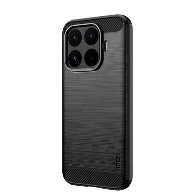  MOFI for Xiaomi 17T Back Cover  Brushed Texture Carbon Fiber Soft TPU Case - Black
