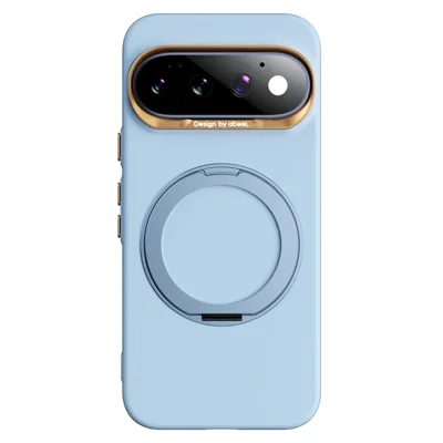 ABEEL for Google Pixel 11 Pro Magnetic Case Ring Kickstand Liquid Silicone Feel PC Phone Cover - Sky Blue
