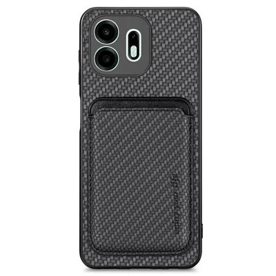 Für OnePlus N6 4G Magnetische Hülle Abnehmbarer Kartenhalter Handy-Rückseite – Schwarz
