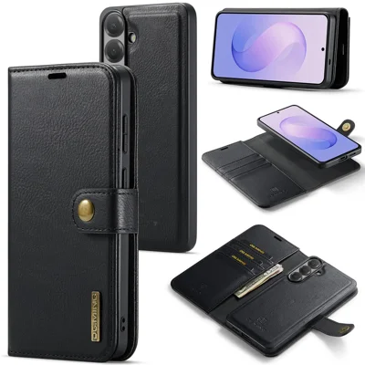 DG.MING pour Samsung Galaxy A14 4G / A14 5G Étui Portefeuille en Cuir Détachable 2 en 1 Housse en Cuir Fendu - Noir