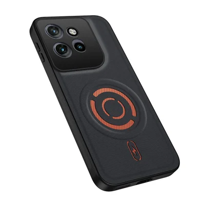  WANLONFENG für Motorola Edge 60 Neo 5G / Motorola Edge 50 Neo 5G KJB Series Magnetische Hülle Technisches Gewebe-Textur PC+TPU Stoßfester Handy-Schutz - Schwarz