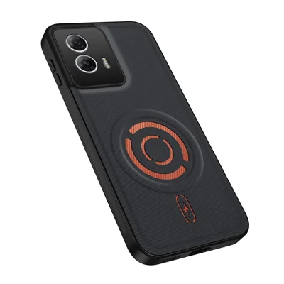 WANLONFENG per Motorola Edge 50 Fusion 5G Serie KJB Custodia Magnetica con Tessuto Tecnico Texture in PC+TPU, Copertura Antiurto per Telefono - Nero