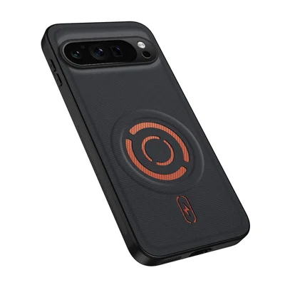  WANLONFENG for Google Pixel 9 Pro XL KJB Series Magnetic Case Tech Fabric Texture PC+TPU Shockproof Phone Cover - Black