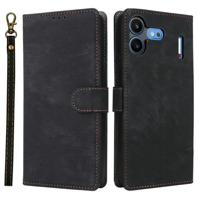 For Nothing Phone (4b) Wallet Case RFID Blocking PU Leather Phone Cover Stand with Strap - Black