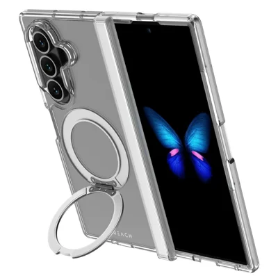 LEREACH TOC Series for Samsung Galaxy Z Fold8 Ultra Case Magnetic Rotating Kickstand Crystal Clear TPU + Acrylic Hybrid Protection Phone Cover - Transparent