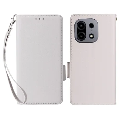 Coque pour OnePlus Turbo 6X Pro 5G, coque portefeuille en cuir texture croco avec dragonne - Blanc