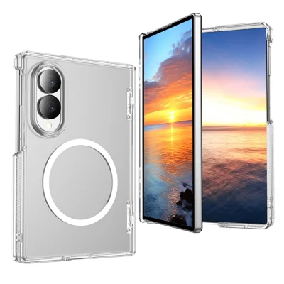 For Samsung Galaxy Z Fold8 Magnetic Case Hard PC Dual-Hinge Protection Foldable Phone Cover - Transparent