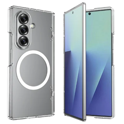 For Samsung Galaxy Z Fold8 Ultra Magnetic Case Hard PC Dual-Hinge Protection Foldable Phone Cover - Transparent