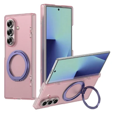 For Samsung Galaxy Z Fold8 Ultra Case Magnetic Kickstand Dual-Hinge Shockproof PC Phone Cover - Matte Pink