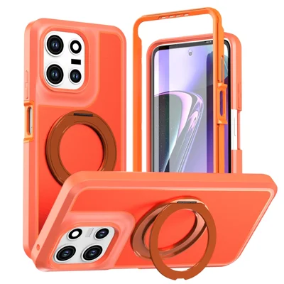 For Motorola Moto G Power (2025)  /  Moto G Power (2026) 5G Magnetic Case Rotating Kickstand PC + TPU Anti-Drop Phone Cover - Orange