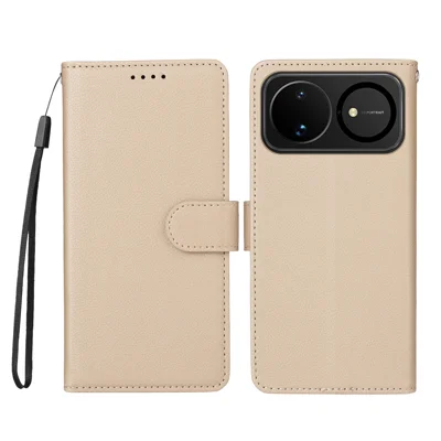Til Huawei nova 16 5G Etui med RFID-blokerende funktion, 3 kortfelter, PU-læder telefonbeskytning med håndbånd - Cremet hvid