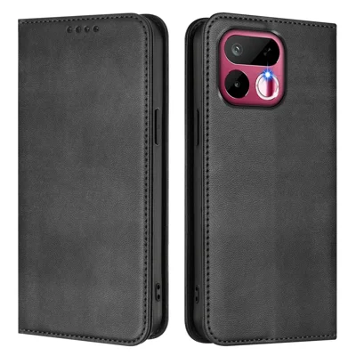 Étui portefeuille pour Realme 16T 5G - Texture rétro, protection anti-piratage RFID, housse en cuir - Noir