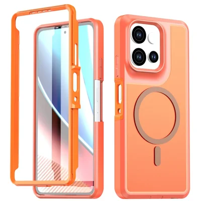 For Motorola Moto G Power (2025)  /  Moto G Power (2026) 5G Magnetic Case Contrast Color PC + TPU Shockproof Phone Cover - Orange