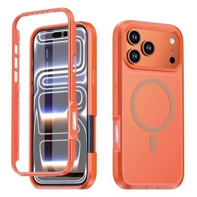 Capa Magnética para iPhone 18 Pro / 17 Pro com Design de Cores Contrastantes em PC + TPU, Capa à Prova de Choques - Laranja
