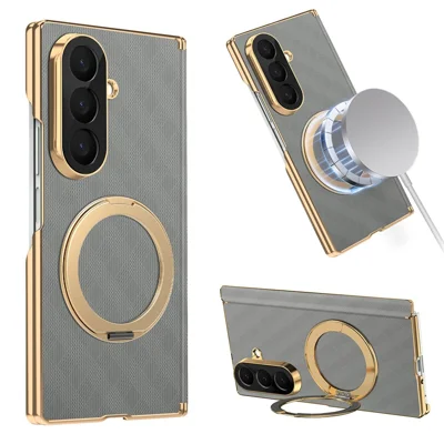 For Samsung Galaxy Z Fold8 Ultra Case Magnetisk Stand Læder + PC Dual-Akse Scharm Telefonbeskyttelse - Grå