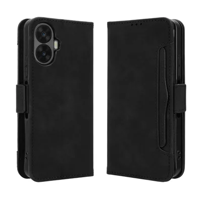 For TCL K70 Nxtpaper 5G Leather Case Phone Wallet Cover with Multiple Card Slots - Black
